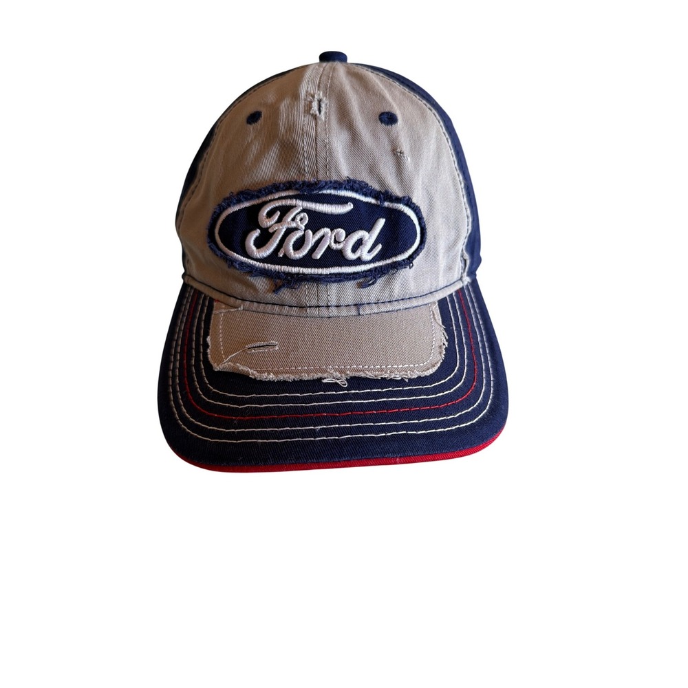 Ford Official Licensed Distressed Navy Tan Snapback Baseball Cap Hat‎ 03/21